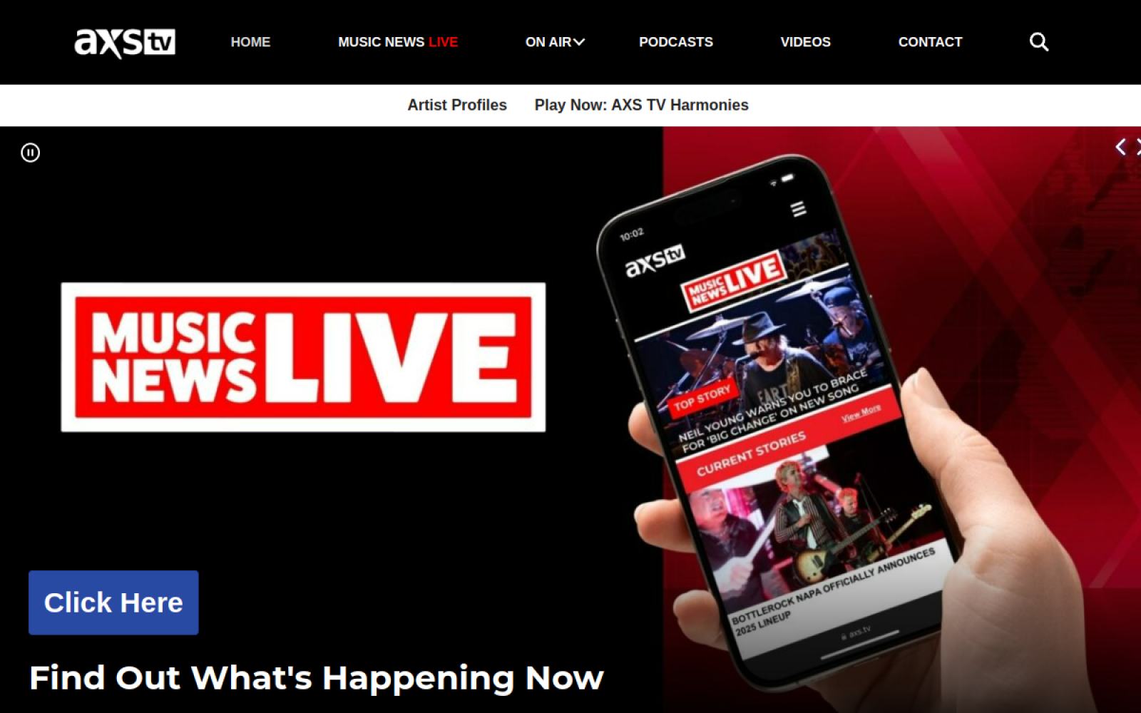 Screenshot of axs.tv