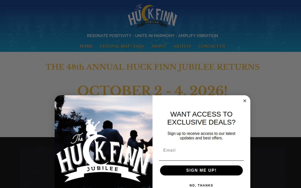 Screenshot of huckfinn.com